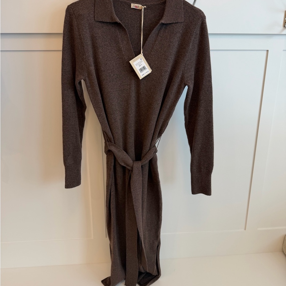 Faherty Brown Long Sleeve Dress